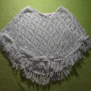Girls white crochet shaw